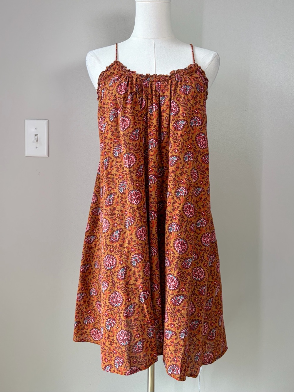 Madewell Cotton Flowy  Mini Dress in Warm Paisley